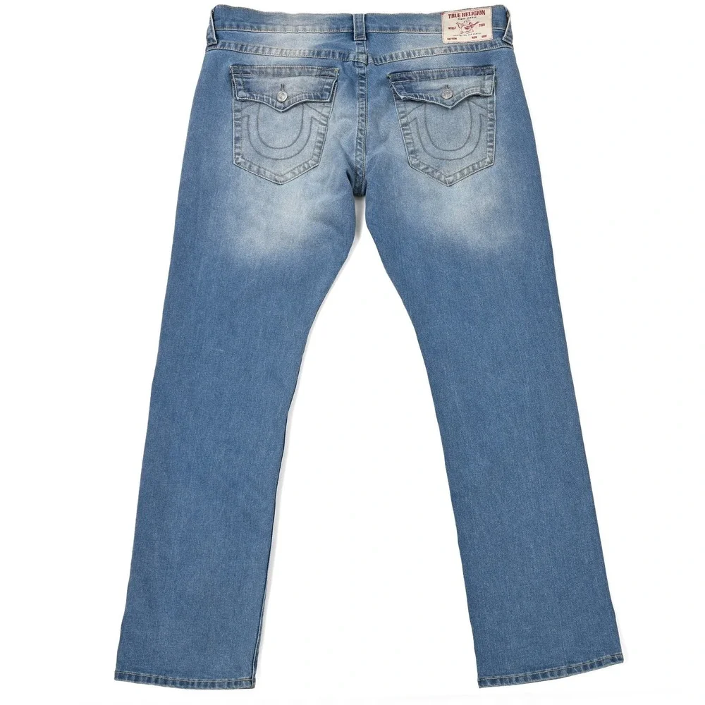 True Religion‎ Ricky Jeans Mens 38 (40x33) Blue Relaxed Straight Western Flaps